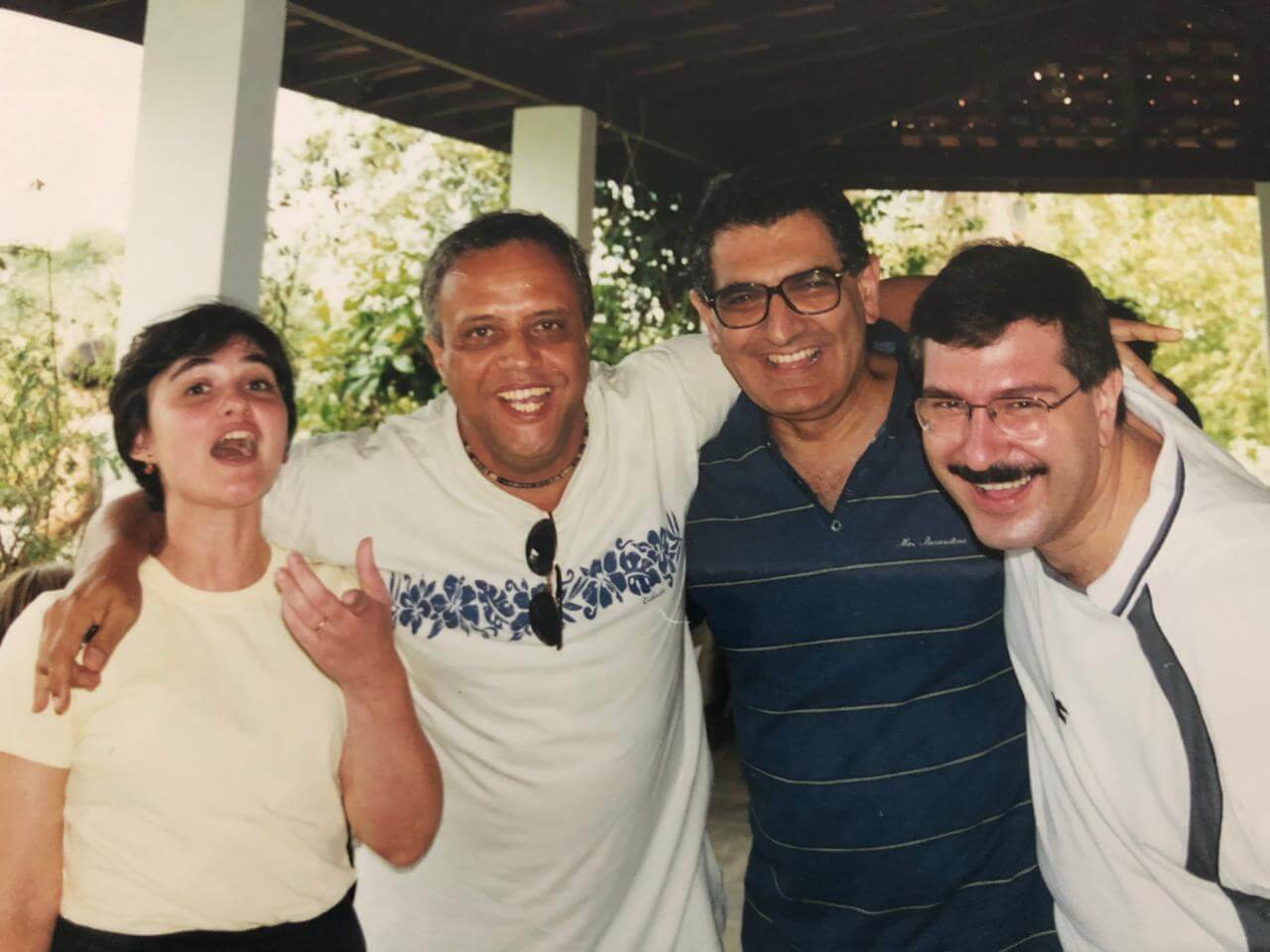 Márcia Menezes, Roberto de Souza, Vahan Agopyan e Geraldo Mekbkian na festa de Confraternização 1998.